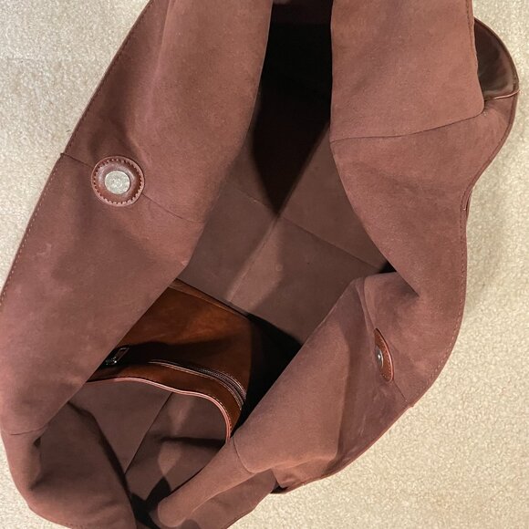 Large Leather Boho Tote Bag - Cognac - Picture 5 of 7